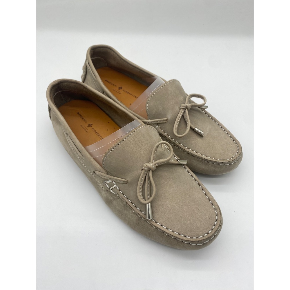 Mercanti Fiorentini Womens Taupe Suede Driving Loafers Bow Detail Made in Brazil